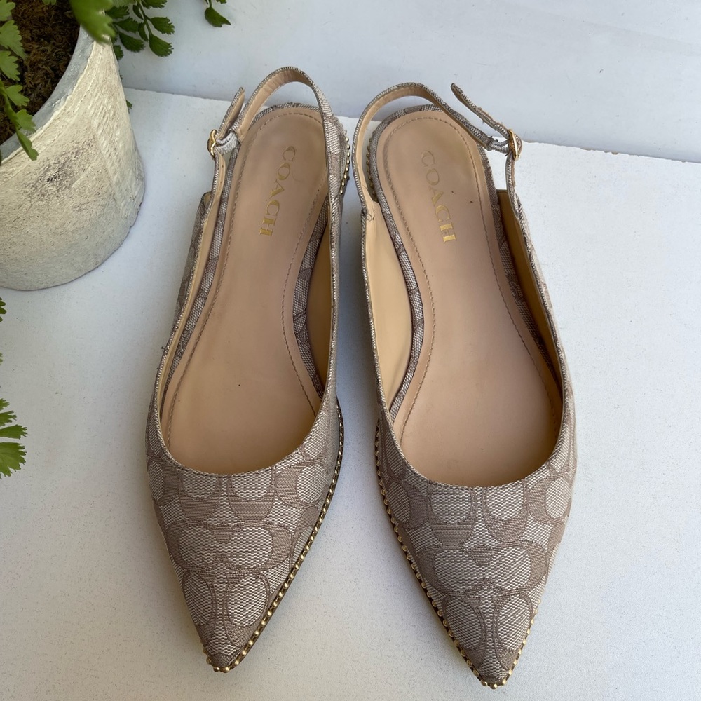 Coach Vae slingback Skimmer signature CC logo canvas size 7.5 flats